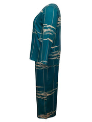 Casual Two Piece Set Women's Plus Print Top & Pants Outfit