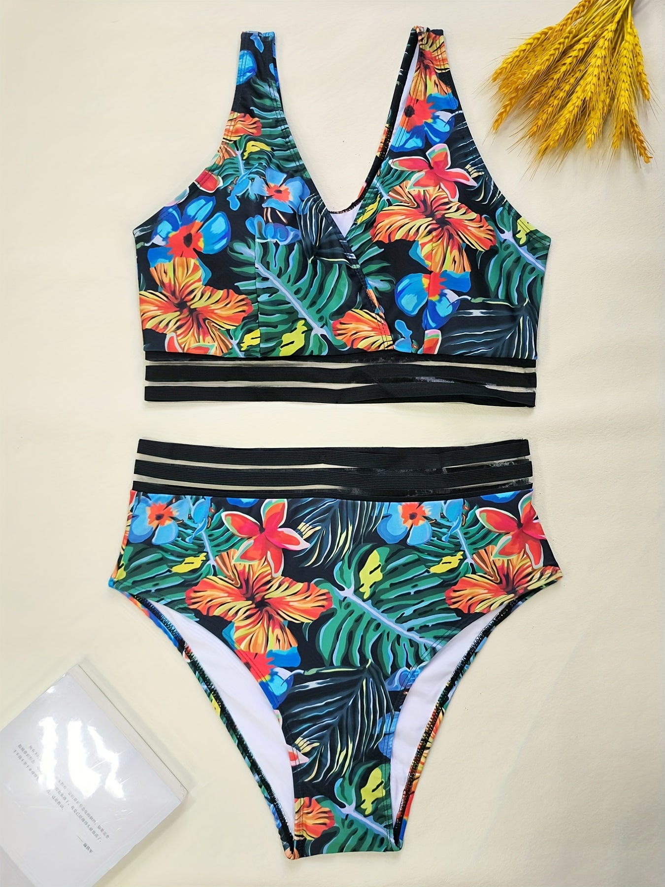 Tropical Print Bikini Set Women's Two Piece Swimsuit