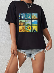 Short Sleeve Graphic Tee Landscape Print Casual Crew Neck T-shirt