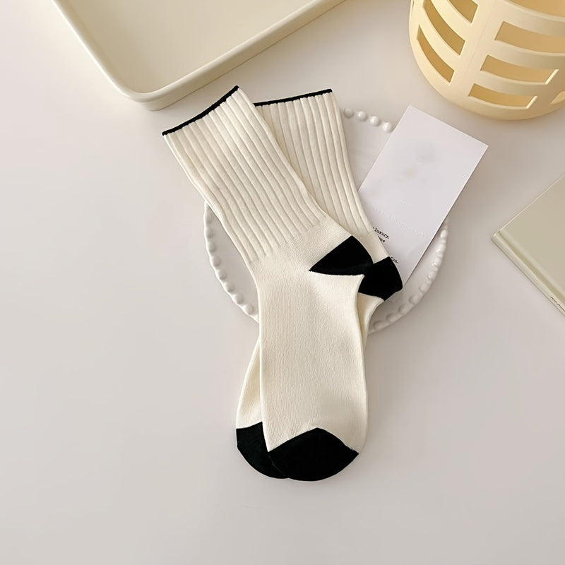Colorblock Trim Socks Comfy & Breathable Women's Stockings