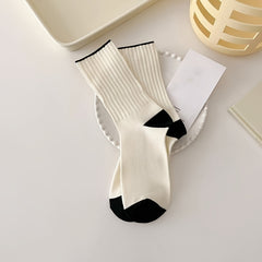 Colorblock Trim Socks Comfy & Breathable Women's Stockings