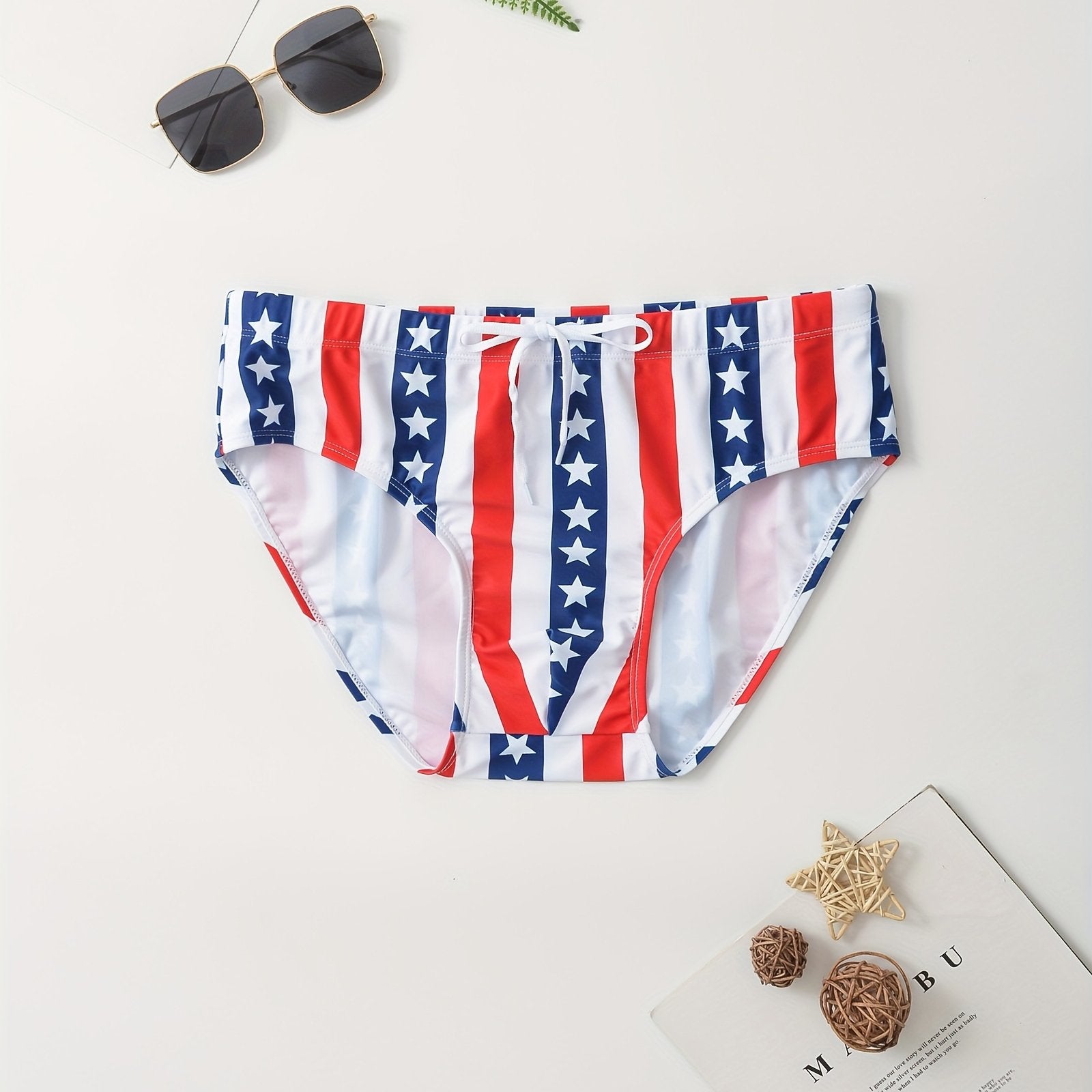 Men's Flag Pattern Swim Shorts Quick Dry Triangle Briefs