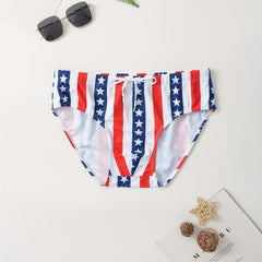 Men's Flag Pattern Swim Shorts Quick Dry Triangle Briefs