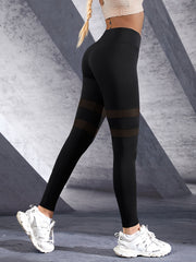 Wide Waistband Mesh Sports Leggings Yoga Tight Activewear