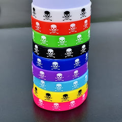 9pcs Skull Silicone Sports Bracelets Elastic Men's Jewelry Gift