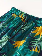 Leaf Pattern Print Men s Swim Trunks Quick Dry Beach Shorts Swimwear