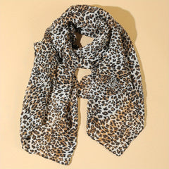 Leopard Print Wrinkle Scarf Long Shawl Windproof Head Wrap