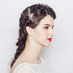 Crystal Wedding Hair Comb Clip Golden