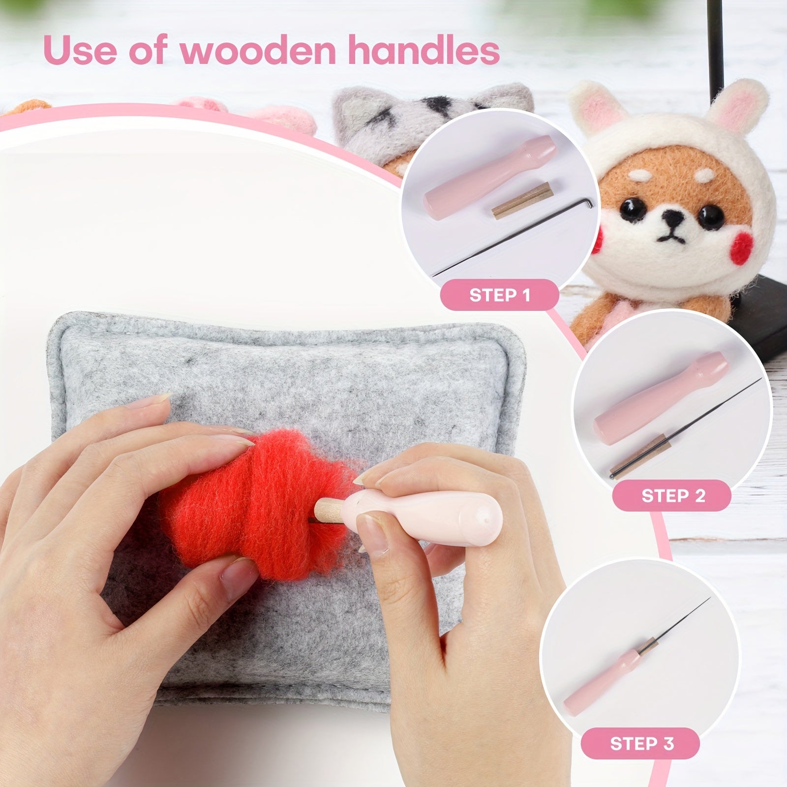 Wool Needle Felting Kit For Beginners - Shiba Needle Felting Kits DIY Art Craft