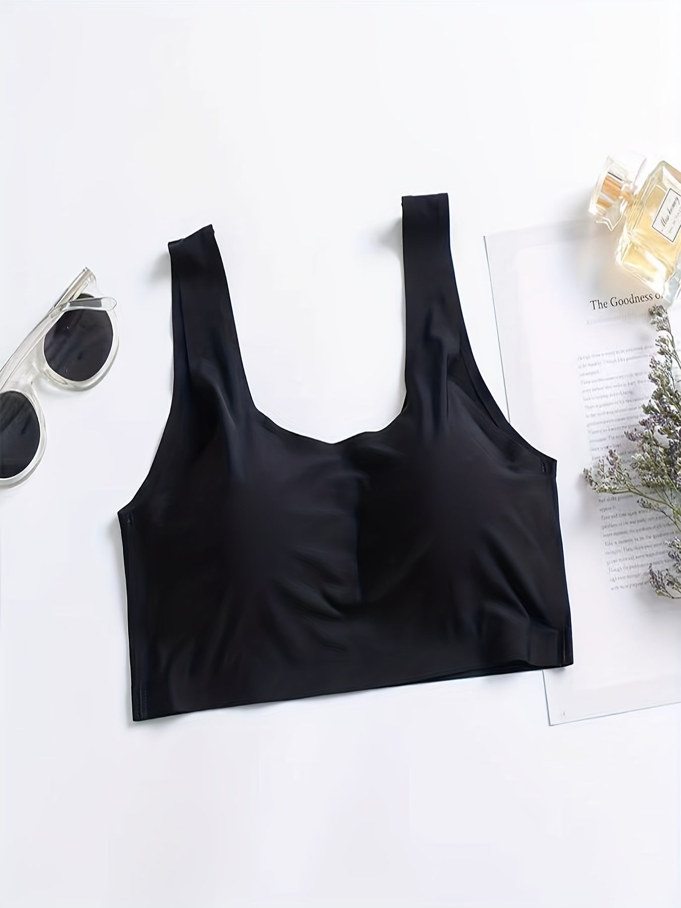 Seamless Padded Sports Bra Wide Strap