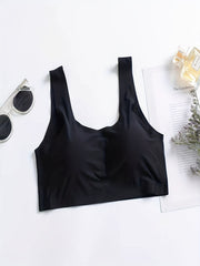 Seamless Padded Sports Bra Wide Strap