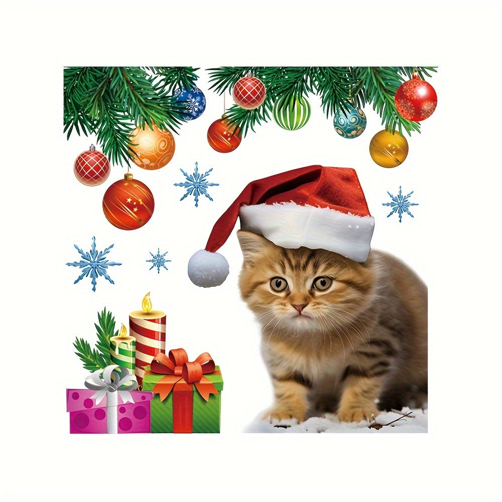 1pc Christmas Cat Toilet Decoration Sticker Self-adhesive Wall Decoration