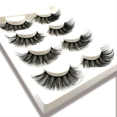 4 Pairs 3D Mink Lashes Bulk Faux With Custom Box Wispy Natural Mink Lashes