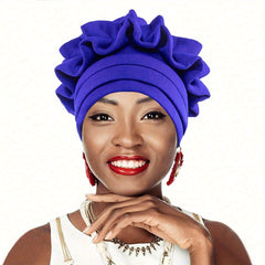 Stylish Pleated Flower Turban Cap Solid Head Wraps Lightweight Bonnet