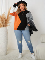 Colorblock Round Neck Sweater Women's Plus