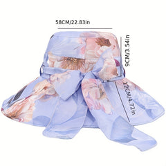 Braided Ribbon Bow Decor Sun Hat Wide Brim Foldable Bucket Hat