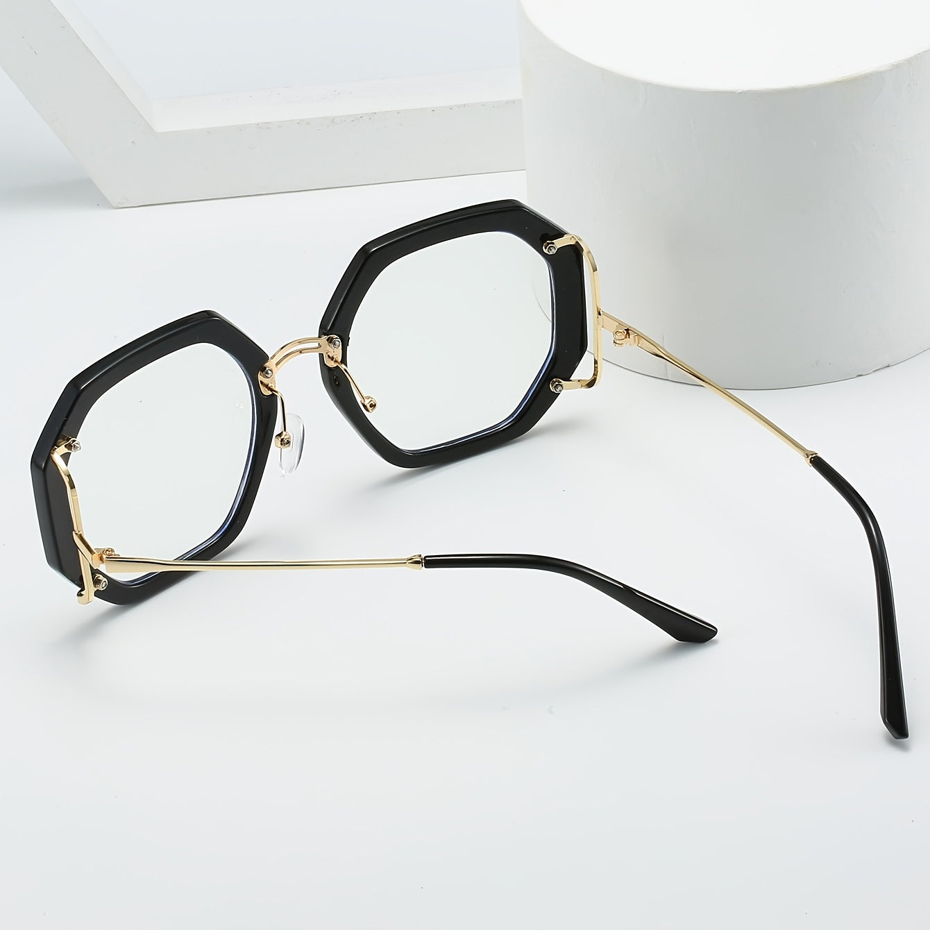 Metal Polygon Frame Light Blocking Glasses for Women Unisex