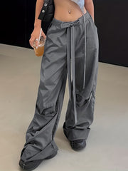Sporty Lace-Up Loose Fit Trousers Women's Activewear