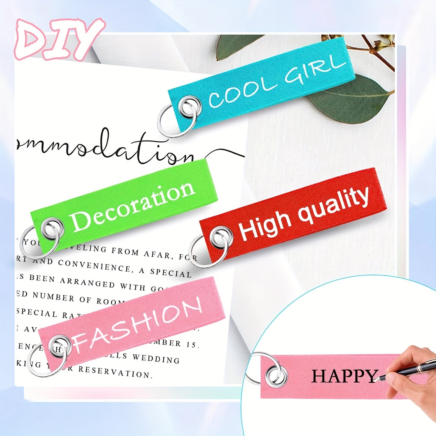 Colorful Felt Keychains with Steel Keychains - DIY Keychain Kit