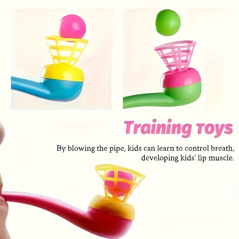 5pcs Magic Suspension Blowing Balls Toys Vibrant Colors with Nostalgic Pipes
