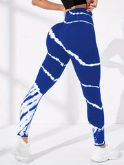 Tie Dye Striped High Waist Yoga Pants Slimming Tight Peach Hip Leggings