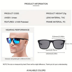 Men's Polarized Sport Sunglasses Double Square Frame + Case
