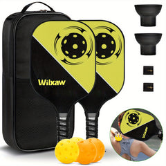 Pickleball Racket Set with Paddles, Balls, Sweatbands, and Ball Pickers