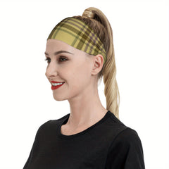 Vintage Plaid Headband Beige Brown Gray Purple Hairband for Women