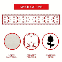 Christmas Table Runner Red Snowman Snowflake Stain Resistant Winter Holiday