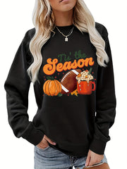 Halloween Print Sweatshirt Crew Neck Long Sleeve Casual Pullover for Women