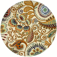 Large Circle Rug Paisley Floral Rugs Machine Washable Low Pile Floor Mat