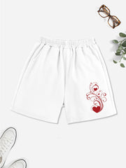 Girls' Casual Swirls & Heart Graphic Elastic Waist Shorts
