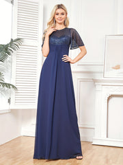 Sequined Flutter Sleeve Aline Dress