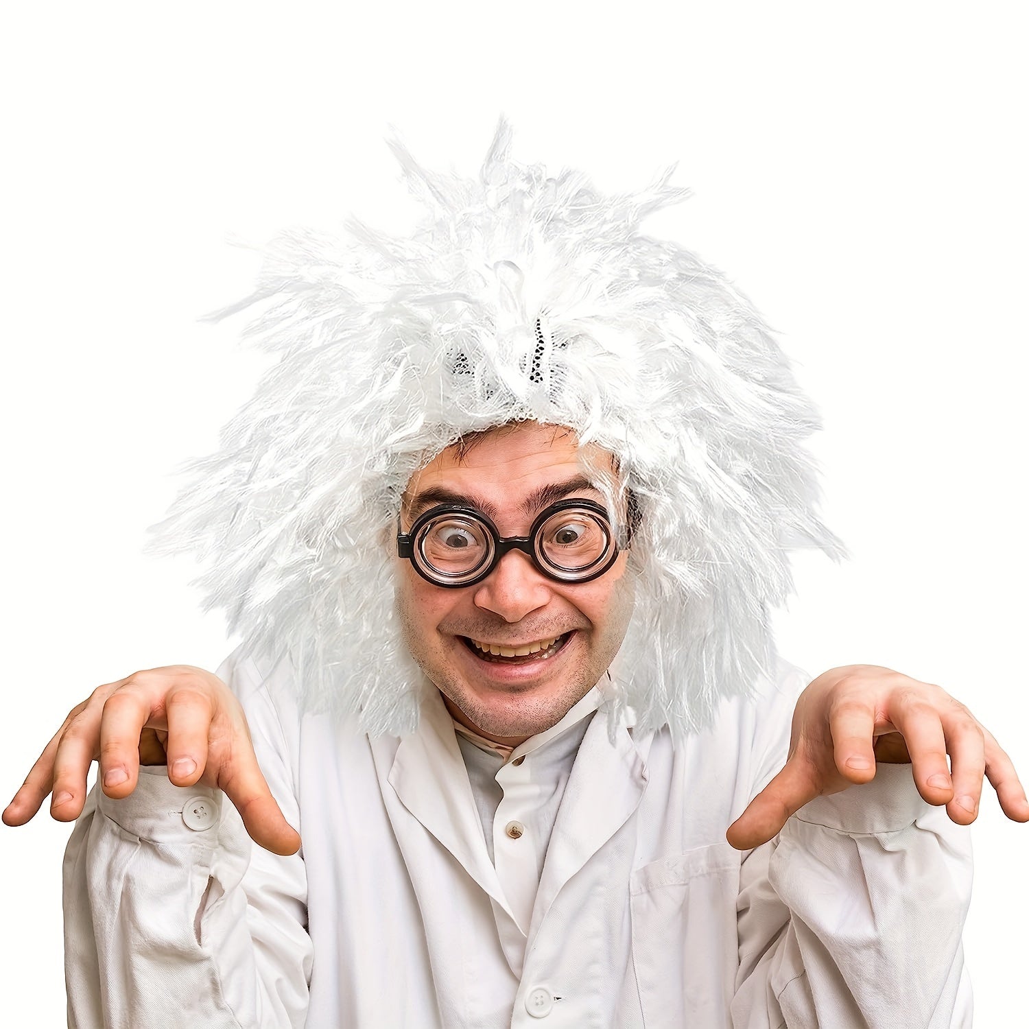 Mad Scientist Costume Wig Grey Long Wizard Wig And Beard