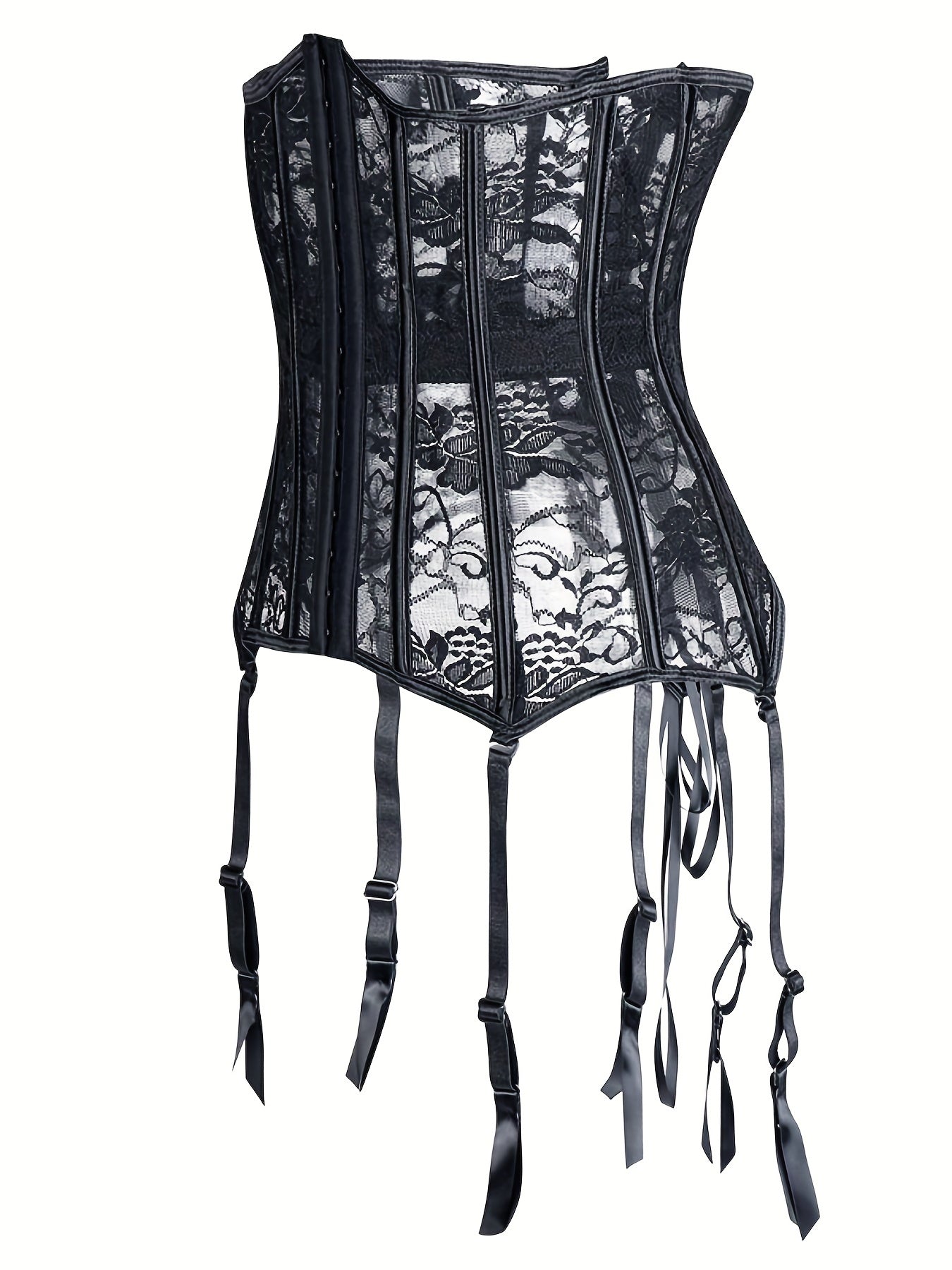 Floral Lace Mesh Shaping Tops Tummy Control Strapless Top