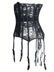Floral Lace Mesh Shaping Tops Tummy Control Strapless Top