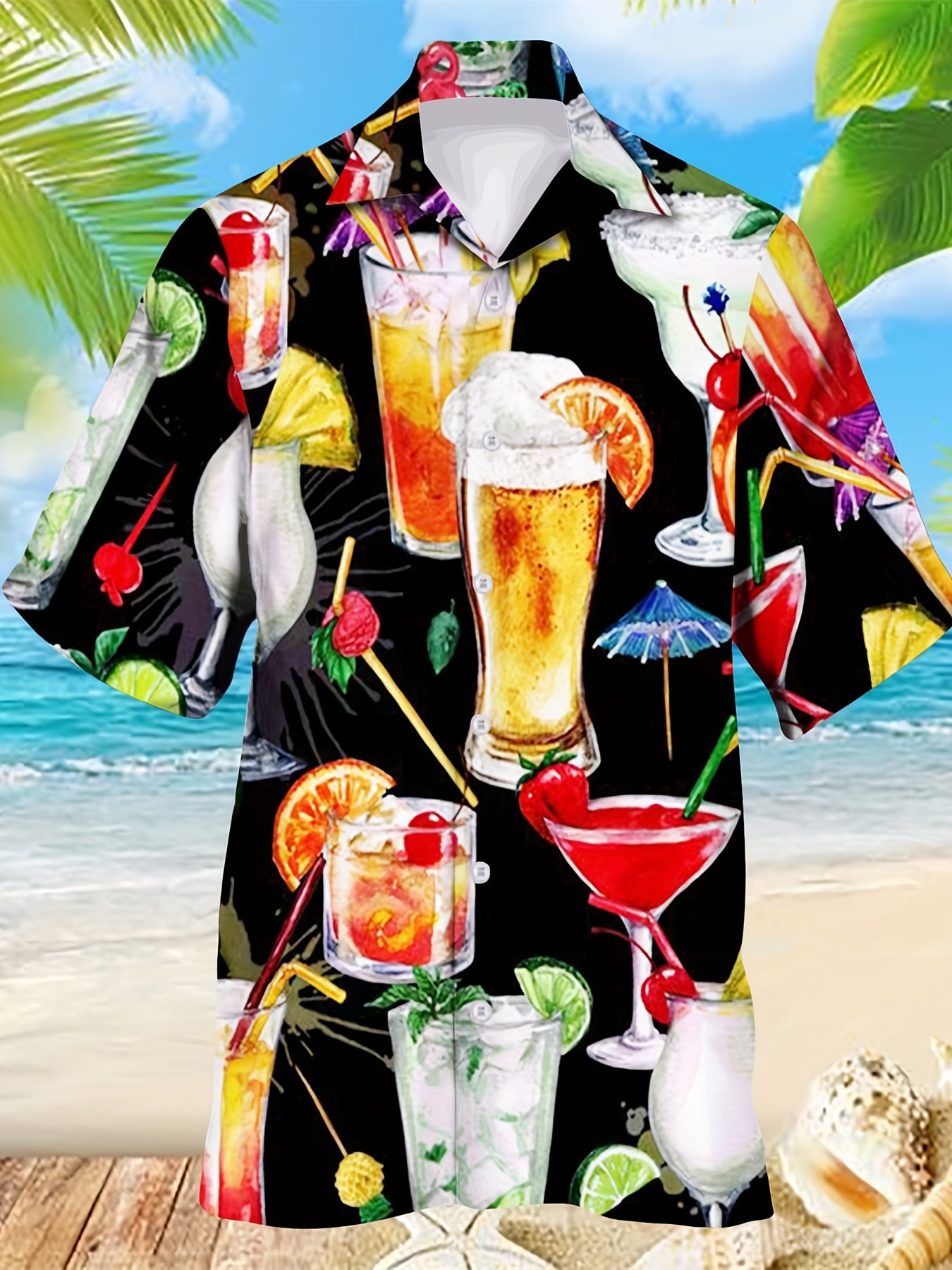 Men's Short Sleeve Hawaiian Shirt for Summer Vacation