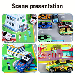 Cartoon City Map Pull Back Car Toy Set