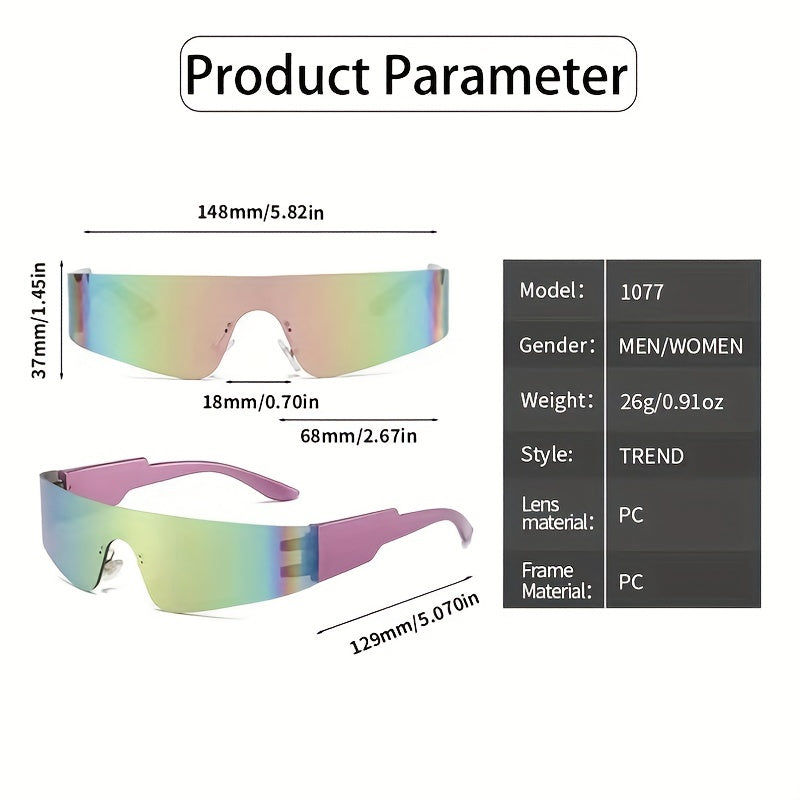 Rhinestone Sunglasses Cyberpunk Wrap Around UV400