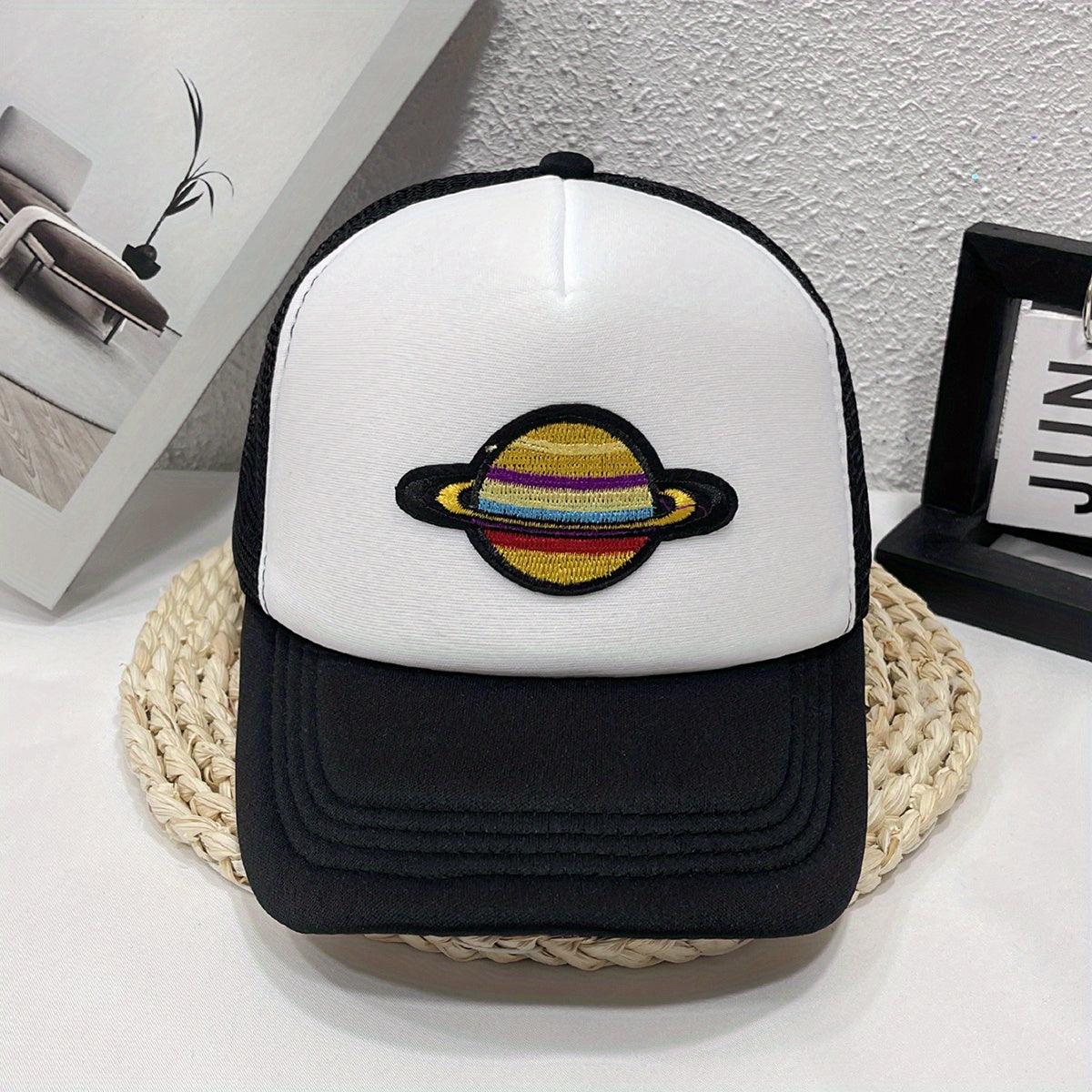 Planet Embroidered Unisex Baseball Cap Trucker Hat Mesh Adjustable