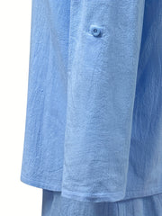 Solid Casual Two piece Set Shirt & Shorts Outfit