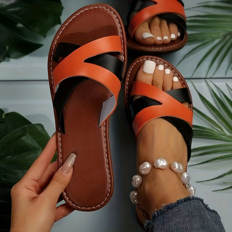 Women's Block Heel Cross Strap Sandals