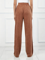 Women's Casual Sports Pants Elastic Waist Solid Straight Leg