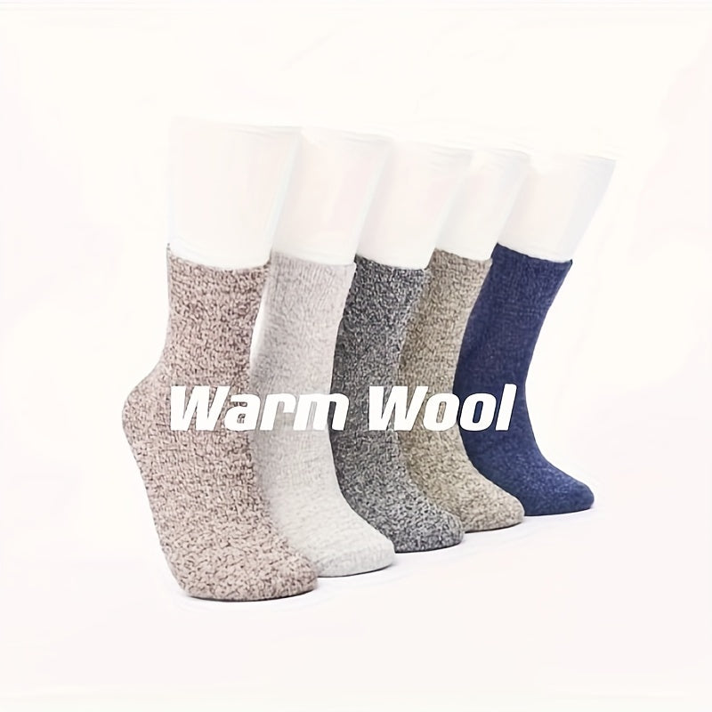 5 Pairs Winter Warm Socks Casual Knit Socks Outdoor Socks Thick Warm Socks