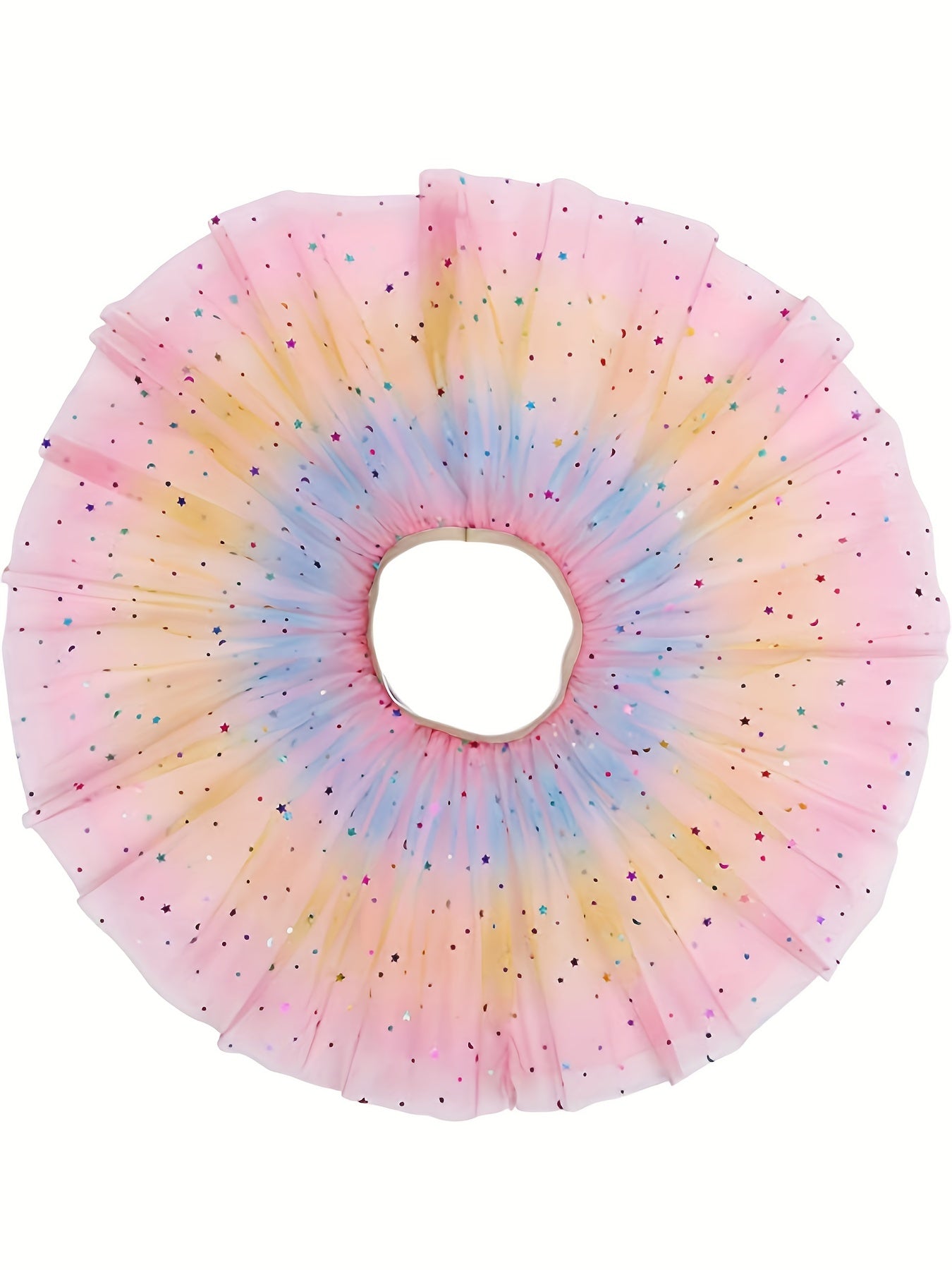 Girls Colorful Star & Dot Sequin Mesh Dancing Skirts For Kids Party