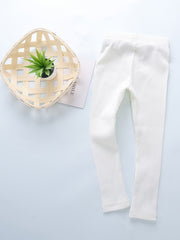 Girls Ribbed Leggings with Cartoon Decoration for Autumn/Spring