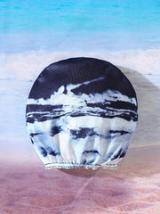 Boys Swim Trunks & Swim Hat 2pcs Ocean Digital Print Elastic Waist Beach Pants