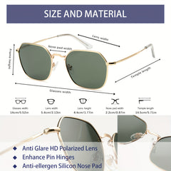 OUWEN Polarized Polygon Sunshade Unisex Small Square Aviator Glasses