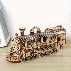 Arrival Gear Steam Train Wood Puzzle Model 3D Assembly Adult Decompression Toy