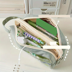 Large Capacity Double Layer Student Stationery Box
